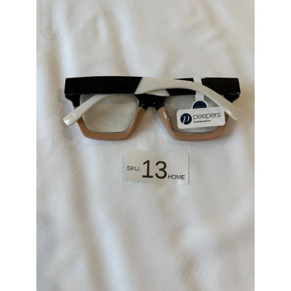 Peepers Take a Bow Blue Light Reading Glasses Black Tan +3.00 3525300 Eco Frame